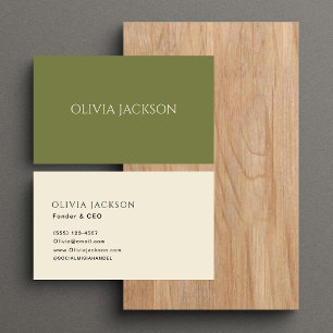 Elegant Minimalist Sage Grönt & Beige Typography Visitkort