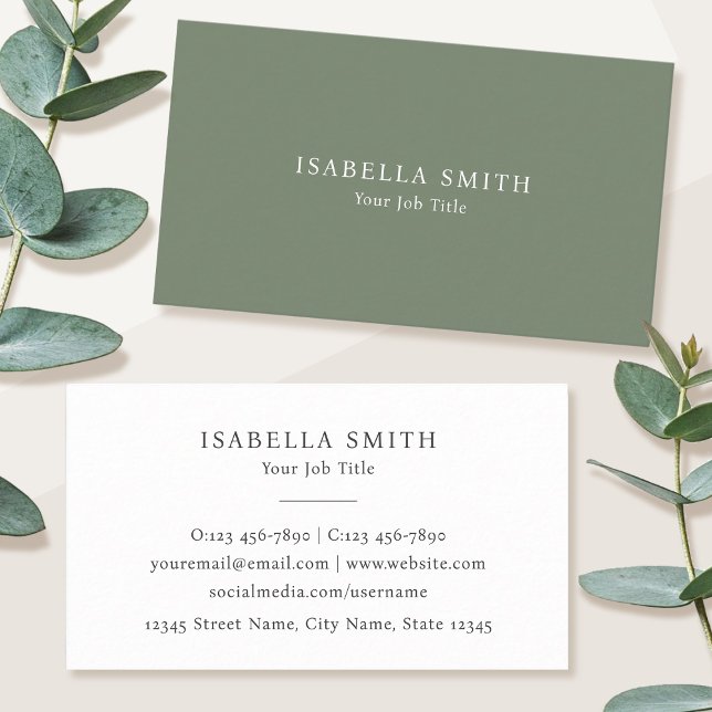 Elegant minimalist sagegrön sofistikerad visitkort (Skapare uppladdad)