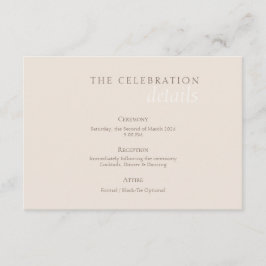 Elegant Minimalist Sand Warm Taupe Wedding Tilläggskort