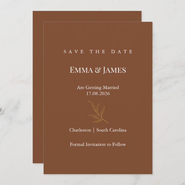 Elegant Minimalist Save the Date Card | Modern Spara Datumet (Fram/baksida)