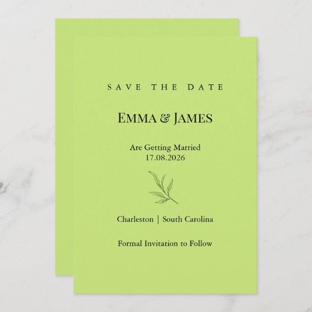 Elegant Minimalist Save the Date Card | Modern Spara Datumet (Fram/baksida)
