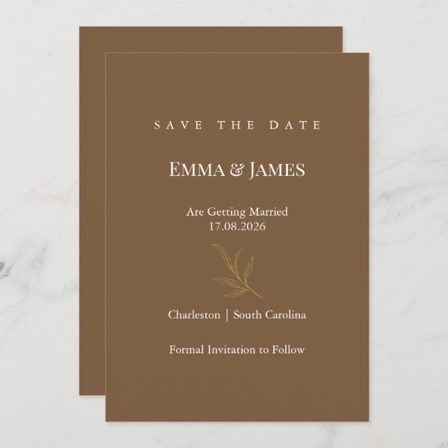 Elegant Minimalist Save the Date Card | Modern Spara Datumet (Fram/baksida)