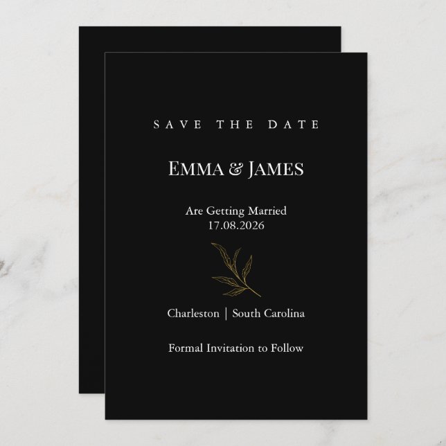 Elegant Minimalist Save the Date Card | Modern Spara Datumet (Fram/baksida)