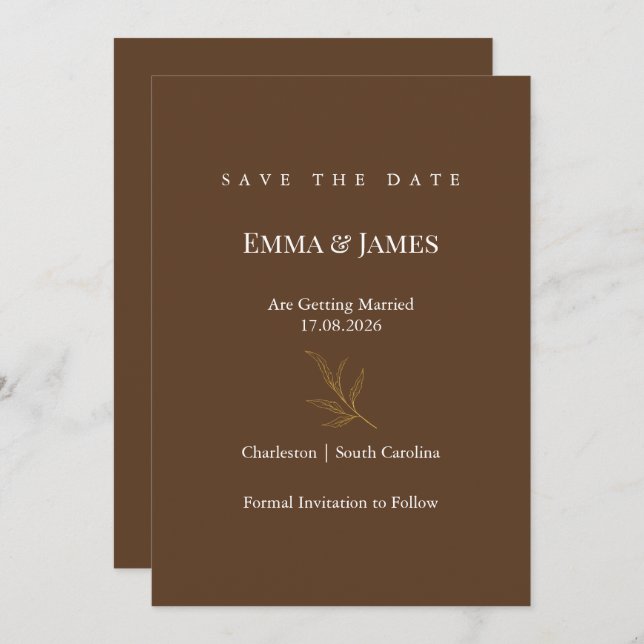 Elegant Minimalist Save the Date Card | Modern Spara Datumet (Fram/baksida)