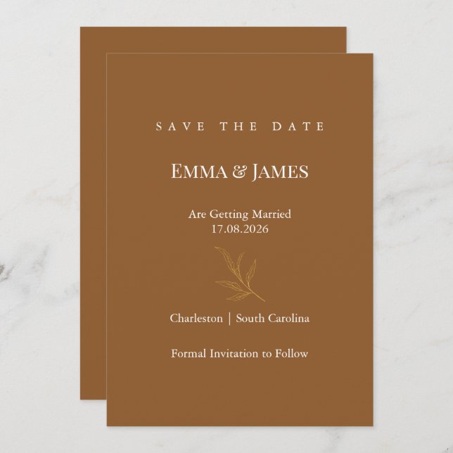 Elegant Minimalist Save the Date Card | Modern Spara Datumet (Fram/baksida)