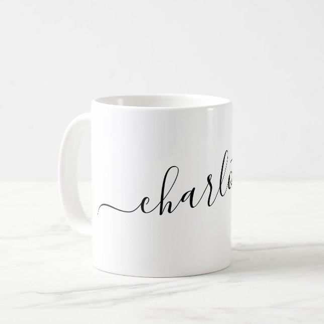 Elegant Minimalist Script Modern Name Personalized Kaffemugg (Framsida vänster)