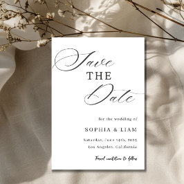 Elegant Minimalist Script Save the Date Card Spara Datumet