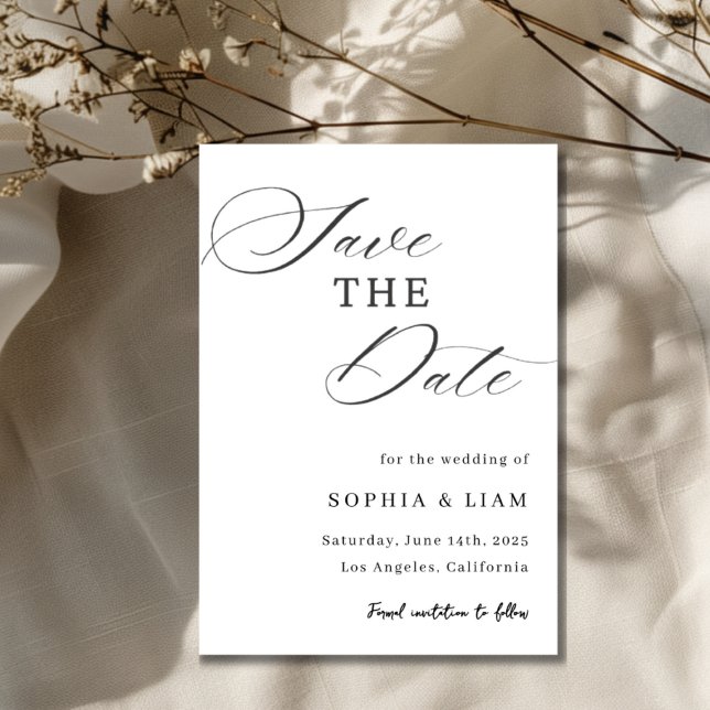 Elegant Minimalist Script Save the Date Card Spara Datumet (Skapare uppladdad)