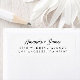 Elegant Minimalist Script Wedding Return Address Returadress Etikett