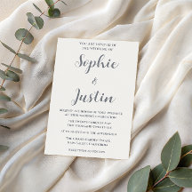 Elegant minimalist silvergrå script bröllop