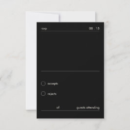 Elegant minimalist svart bröllop RSVP OSA Kort