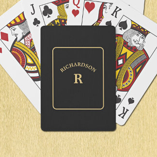 Elegant minimalist svart & guld bro solitaire casinokort