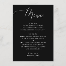 Elegant minimalist svart kalligrafi bröllop meny