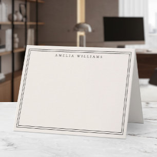 Elegant minimalist svart och elfenben två ramar anteckningskort