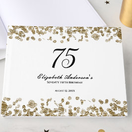 Elegant minimalist svart och guld 75-årsdag gästböcker