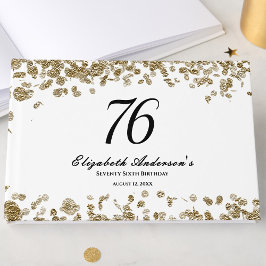 Elegant minimalist svart och guld 76-årsdag gästböcker