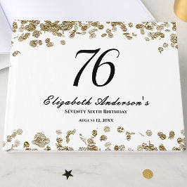 Elegant minimalist svart och guld 76-årsdag gästböcker