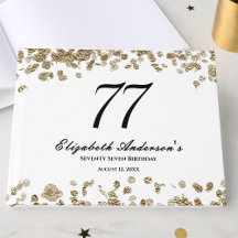 Elegant minimalist svart och guld 77-årsdag