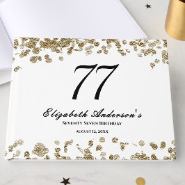 Elegant minimalist svart och guld 77-årsdag gästböcker