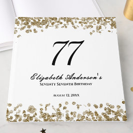 Elegant minimalist svart och guld 77-årsdag gästböcker