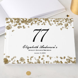 Elegant minimalist svart och guld 77-årsdag gästböcker