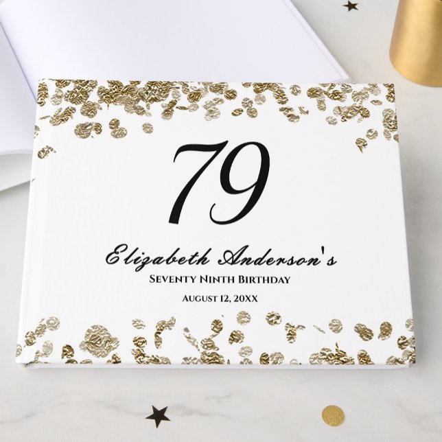 Elegant minimalist svart och guld 79-årsdag gästböcker (Skapare uppladdad)