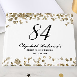 Elegant minimalist svart och guld 84-årsdag gästböcker