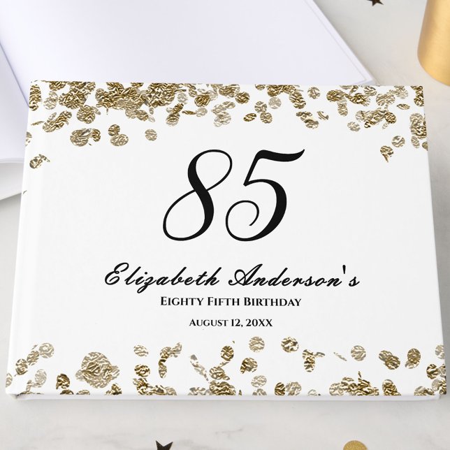 Elegant minimalist svart och guld 85-årsdag gästböcker (Skapare uppladdad)