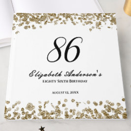 Elegant minimalist svart och guld 86-årsdag gästböcker