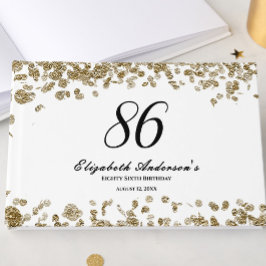 Elegant minimalist svart och guld 86-årsdag gästböcker