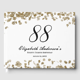 Elegant minimalist svart och guld 88-årsdag gästböcker