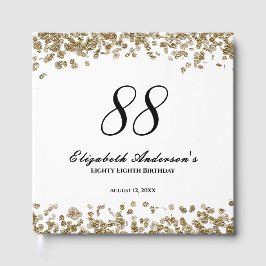 Elegant minimalist svart och guld 88-årsdag gästböcker