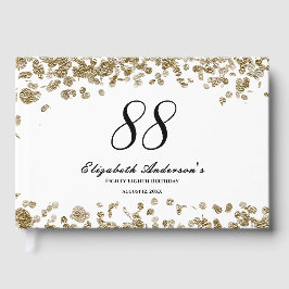 Elegant minimalist svart och guld 88-årsdag gästböcker