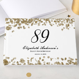 Elegant minimalist svart och guld 89-årsdag gästböcker