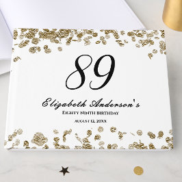 Elegant minimalist svart och guld 89-årsdag gästböcker