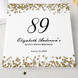 Elegant minimalist svart och guld 89-årsdag gästböcker