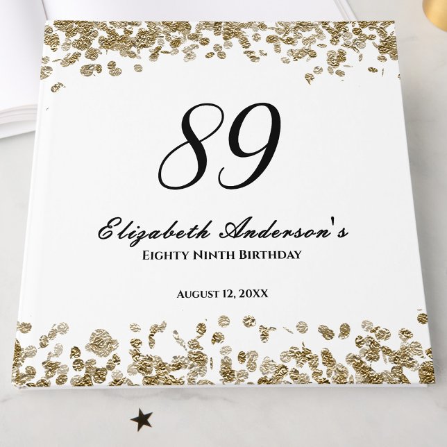 Elegant minimalist svart och guld 89-årsdag gästböcker (Skapare uppladdad)