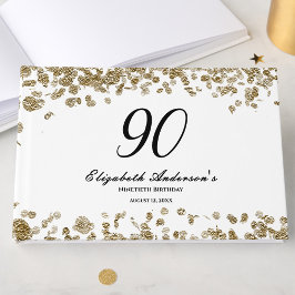 Elegant minimalist svart och guld 90-årsfirande gästböcker