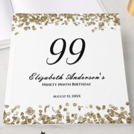 Elegant minimalist svart och guld 99-årsdag gästböcker