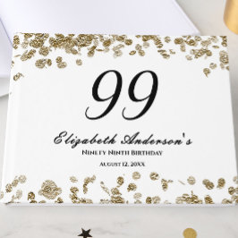 Elegant minimalist svart och guld 99-årsdag gästböcker