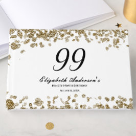 Elegant minimalist svart och guld 99-årsdag gästböcker