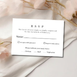 Elegant minimalist svart och vit bröllops-RSVP-kor OSA Kort
