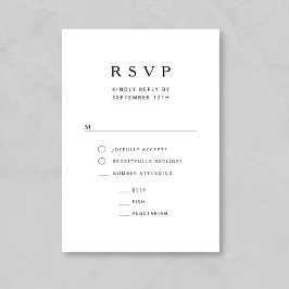 Elegant minimalist svart och vit bröllopsfest OSA kort