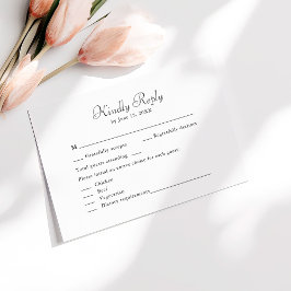 Elegant minimalist svart och vit RSVP-kort Tack Kort