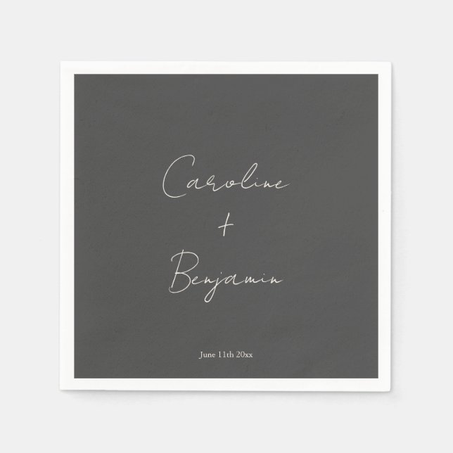 Elegant minimalist svart script bröllop anpassad pappersservett (Framsidan)