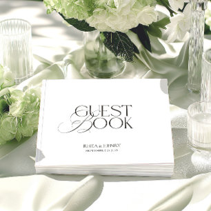 Elegant minimalist svart & vit bröllopsalbum  gästböcker