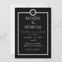 Elegant minimalist svart & vit bröllopsinbjudan