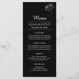Elegant minimalist svart-vit bröllopsmeny meny