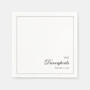 Elegant minimalist svart & vit finkonst bröllop pappersservett