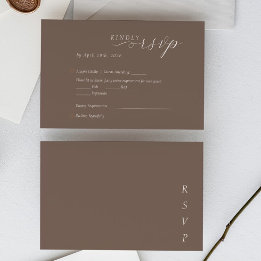 Elegant Minimalist Taupe Ivory Script Wedding OSA Kort